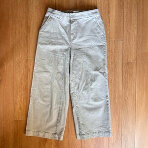 OAK + FORT Cropped Length 26" Twill Wide Leg Pant - BEIGE